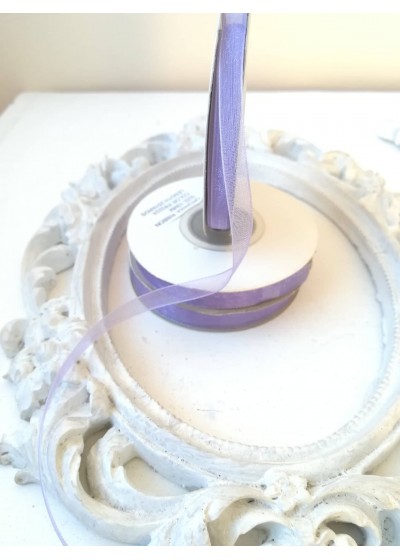 Панделка органза за декорация на ролка ширина 1 см цвят светло лилаво
